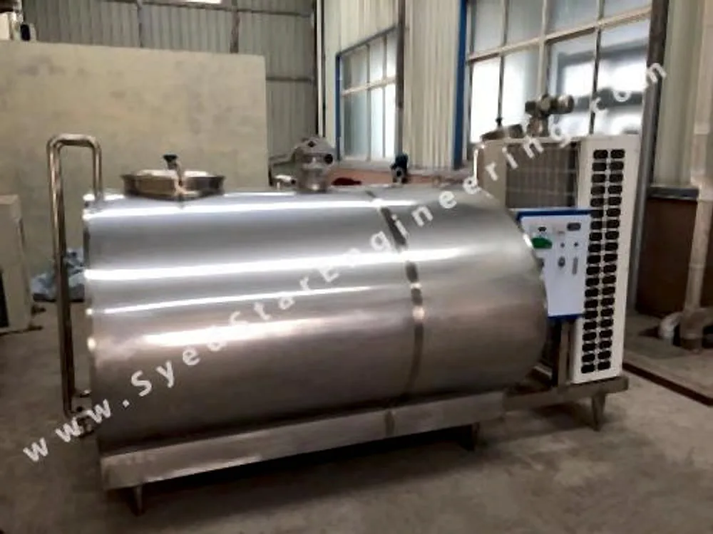 Stainless steel milk chiller with refrigeration unit